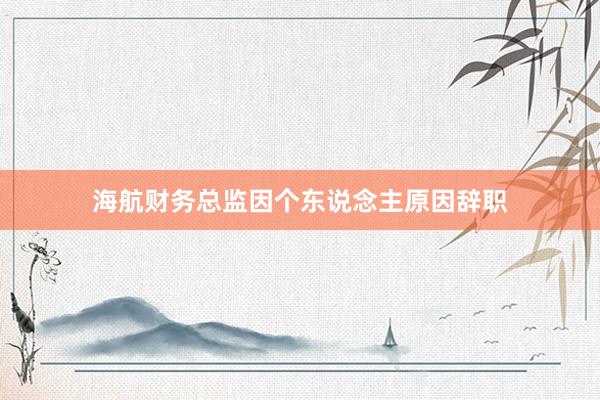 海航财务总监因个东说念主原因辞职